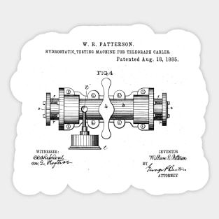 Machine for Telegraph Cable Vintage Retro Patent Hand Drawing Funny Novelty Gift Sticker